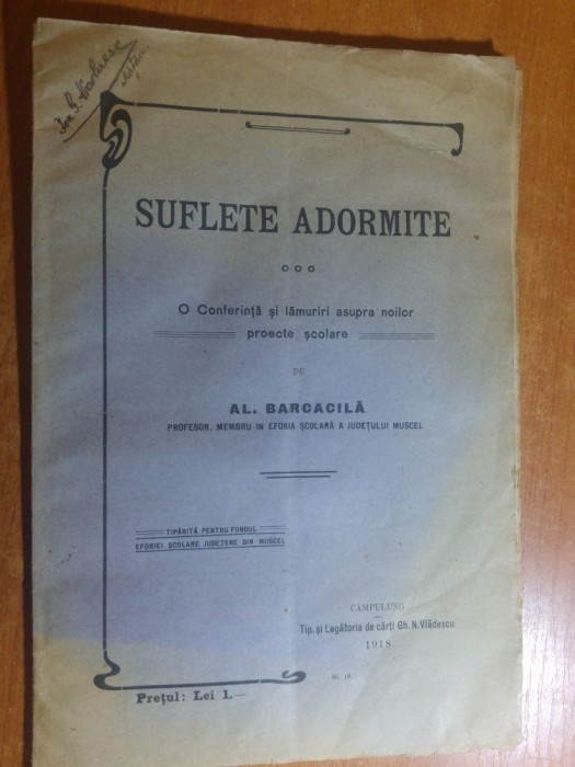 suflete adormite 1918-o conferinta si lamuriri asupra noilor proiecte scolare