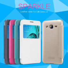 Husa Samsung Galaxy J3 Sparkle Leather by Nillkin Neagra foto