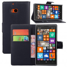 Husa piele neagra + folie Nokia Lumia 630 foto