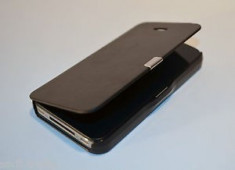 Husa piele inchidere magnetic neagra Iphone 5 5S foto