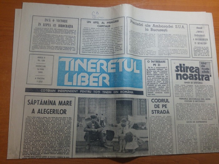 ziarul tineretul liber 16 mai 1990- art. &quot;sapatamana mare a alegerilor&quot;