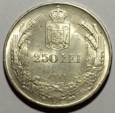 250 Lei 1939, Ag 83,5%, Romania a UNC, Luciu de batere foto