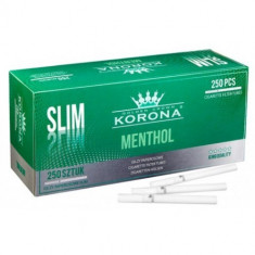 Tuburi tigari KORONA SLIM MENTHOL - 250 buc. la cutie pentru injectat tutun foto