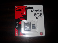 Card memorie micro SD HC, 8 GB + adaptor, marca KINGSTON, sigilat/nefolosit foto