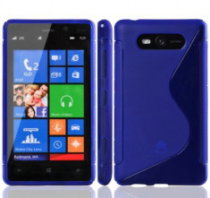 Husa Nokia Lumia 820 Silicon Gel Tpu S-Line Albastra + Folie Ecran Inclusa foto