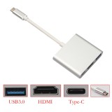 Cumpara ieftin Usb Type-C 3.1 la HDMI / USB3.0 / Type C mama, Macbook / Telefon / Tableta