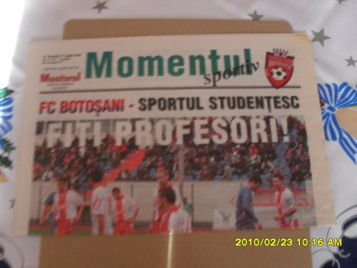 program FC Botosani - Sportul Stud.