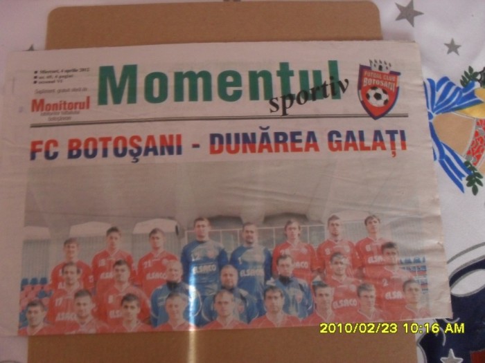 program FC Botosani - Dunarea Galati