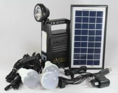 Panou solar fotovoltaic KIT iluminare 3 becuri lanterna incarcare telefon GD8033 foto