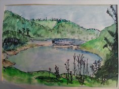 LACUL PALTINU,cheile ?La Tocile?, Valea Doftanei, PH - acuarela din expozitie foto