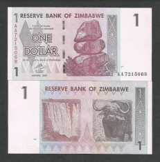 ZIMBABWE 1 DOLAR DOLLAR 2007 , a UNC [1] P-65 , aproape necirculata foto