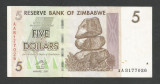 ZIMBABWE 5 DOLARI DOLLARS 2007 [3] P-66 , XF++