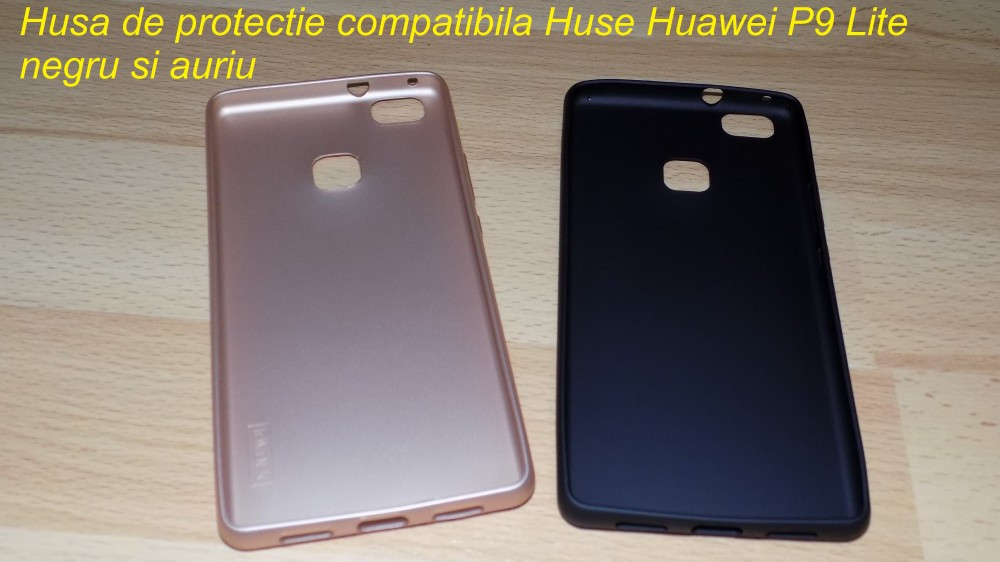 Husa de protectie compatibila Huawei P9 Lite negru si auriu, Alt model  telefon Huawei, Silicon | Okazii.ro