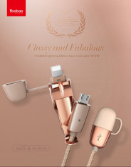 Cablu 2 in 1 Lightning Micro Usb YB-418 Gold 150cm by Yoobao foto