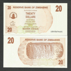 ZIMBABWE 20 DOLARI DOLLARS 2006 UNC [1] P-40 , necirculata foto