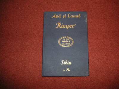 Catalog Rieger - Apa si canal - Sibiu - 1938 foto
