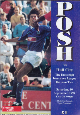 Program meci fotbal PETERBOROUGH - HULL CITY 10.09.1994 (Anglia) foto