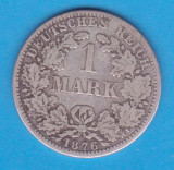 (5) MONEDA DIN ARGINT GERMANIA - 1 MARK 1876, LIT. A, PURITATE 900, NECURATATA