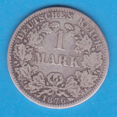 (5) MONEDA DIN ARGINT GERMANIA - 1 MARK 1876, LIT. A, PURITATE 900, NECURATATA