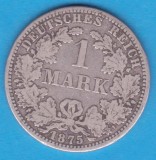 (2) MONEDA DIN ARGINT GERMANIA - 1 MARK 1875, LIT. A, PURITATE 900, NECURATATA, Europa