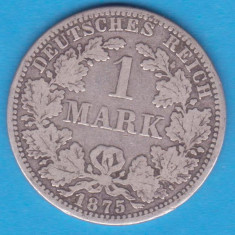 (2) MONEDA DIN ARGINT GERMANIA - 1 MARK 1875, LIT. A, PURITATE 900, NECURATATA