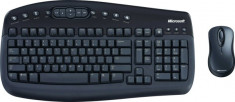 Kit Tastatura + Mouse MICROSOFT model: DESKTOP 1000 layout: US NEGRU USB WIRELESS MULTIMEDIA foto