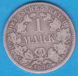 (1) MONEDA DIN ARGINT GERMANIA - 1 MARK 1876, LIT. A, PURITATE 900, NECURATATA