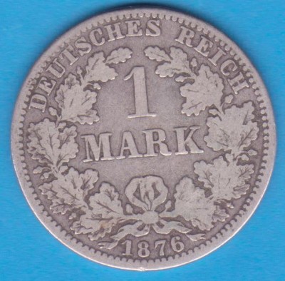 (1) MONEDA DIN ARGINT GERMANIA - 1 MARK 1876, LIT. A, PURITATE 900, NECURATATA foto