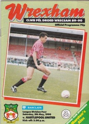 Program meci fotbal WREXHAM - HARTLEPOOL UNITED 05.05.1990 foto