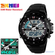 Ceas SKMEI Subacvatic WR 50 m Alarma Data Cronometru Multi Time Zone Lumina LED foto