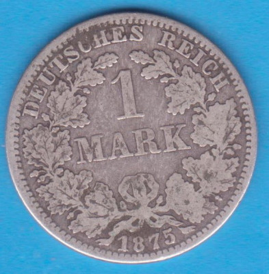 (3) MONEDA DIN ARGINT GERMANIA - 1 MARK 1875, LIT. A, PURITATE 900, NECURATATA foto