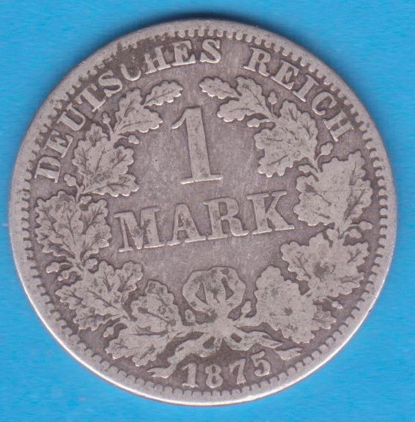 (3) MONEDA DIN ARGINT GERMANIA - 1 MARK 1875, LIT. A, PURITATE 900, NECURATATA