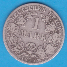 (2) MONEDA DIN ARGINT GERMANIA - 1 MARK 1875, LIT. B, PURITATE 900, NECURATATA
