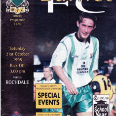 Program meci fotbal BARNET FC - ROCHDALE 21.10.1995 (Anglia)