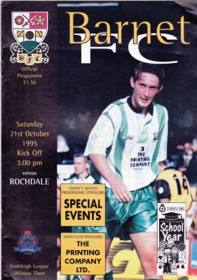 Program meci fotbal BARNET FC - ROCHDALE 21.10.1995 (Anglia) foto