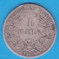 (1) MONEDA DIN ARGINT GERMANIA - 1 MARK 1874, LIT. G, PURITATE 900/1000