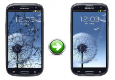 Inlocuire Geam Sticla Samsung I9300 Galaxy S3 Albastru foto