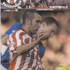 Program meci fotbal LINCOLN CITY FC - CHESTERFIELD 04.11.2003 (Anglia)