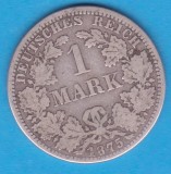 (1) MONEDA DIN ARGINT GERMANIA - 1 MARK 1875, LIT. A, PURITATE 900, NECURATATA, Europa