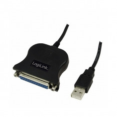 Cablu adaptor extern 1x USB tata la 1x Palarel D-sub 25 pin mama, lungime cablu 1.5m, Negru, LOGILINK foto