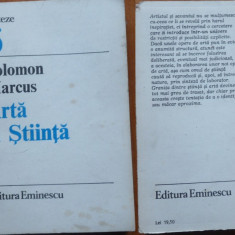 Solomon Marcus , Arta si stiinta , 1986 , editia 1 cu autograf catre Radu Albala