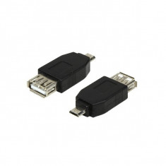 Adaptor extern 1x USB Micro B tata la 1x USB A mama, Negru, LOGILINK foto