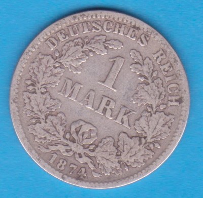 (1) MONEDA DIN ARGINT GERMANIA - 1 MARK 1874, LIT. F foto