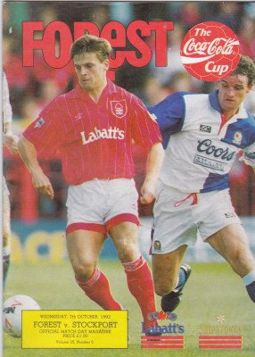 Program meci fotbal NOTTINGHAM FOREST -STOCKPORT 07.10.1992 (Anglia) foto