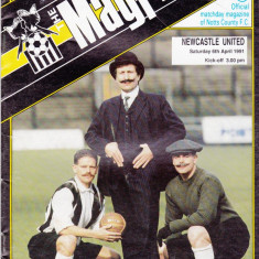 Program meci fotbal NOTTS COUNTY - NEWCASTLE UNITED 06.04.1991 (Anglia)
