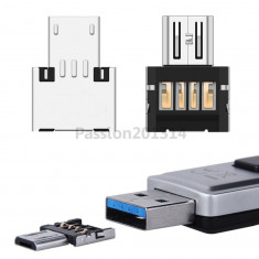 Adaptor OTG (On-The-Go) / convertor USB (mama) - microUSB (tata) foto