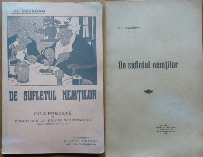 Al. Cazaban , De sufletul nemtilor , 1916 , prima editie