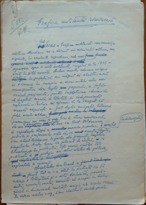 Manuscris Tudor Teodorescu Braniste, 8 foi, scris si semnat olograf