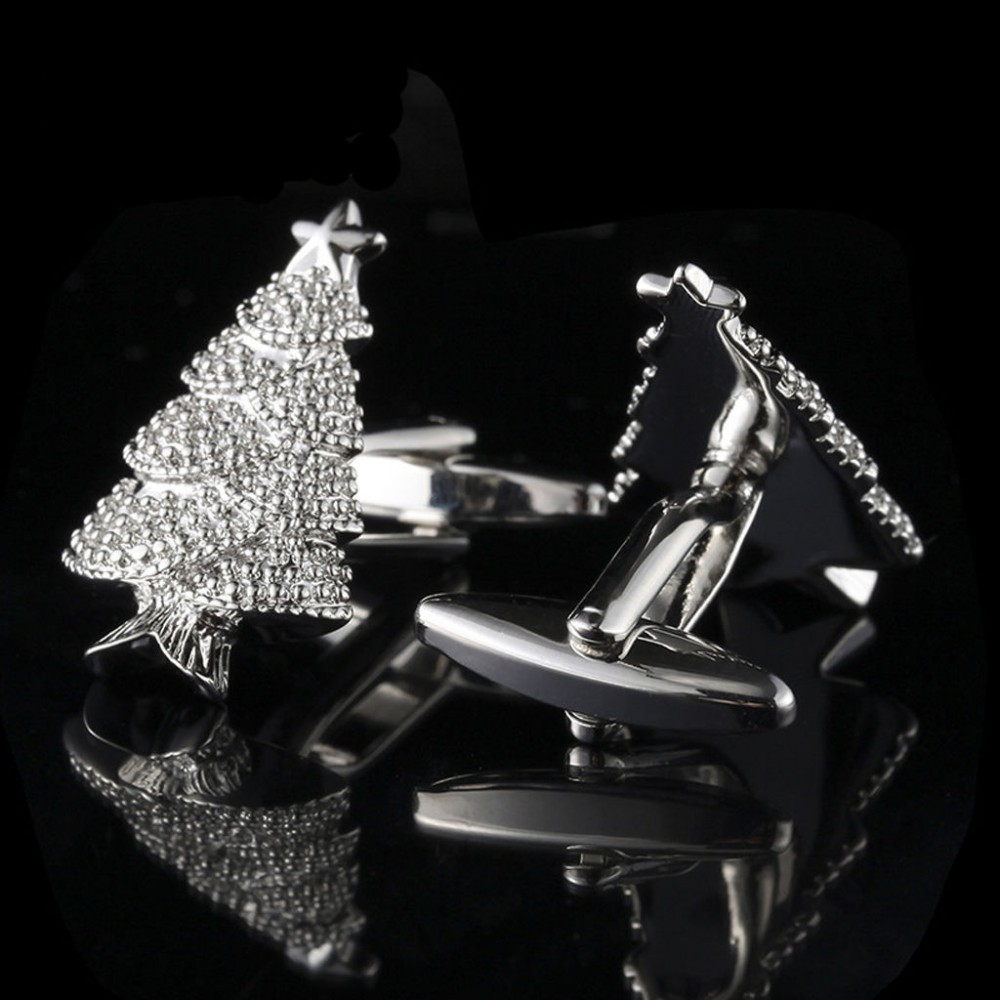 Butoni camasa model CHRISTMAS TREE argintii + cutie simpla cadou | Okazii.ro