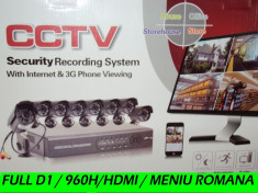 Sistem supraveghere Kit CCTV DVR 8 camere EXT / INT, HDMI, Garantie, Factura foto